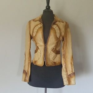 Cool vintage brown 1970 Bohemian Fall Weather Brown Leather Woman's Motorcycle S